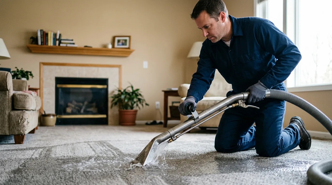 Water damage restoration technician working near Carrollton, KY